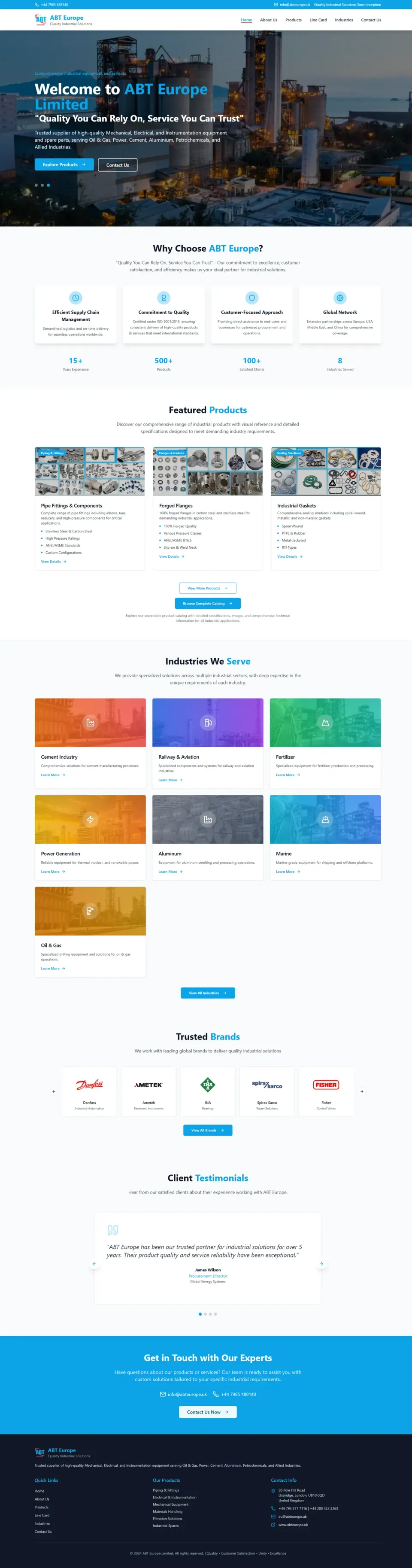 Screenshot of the ABT Europe website built by ZAS TECH